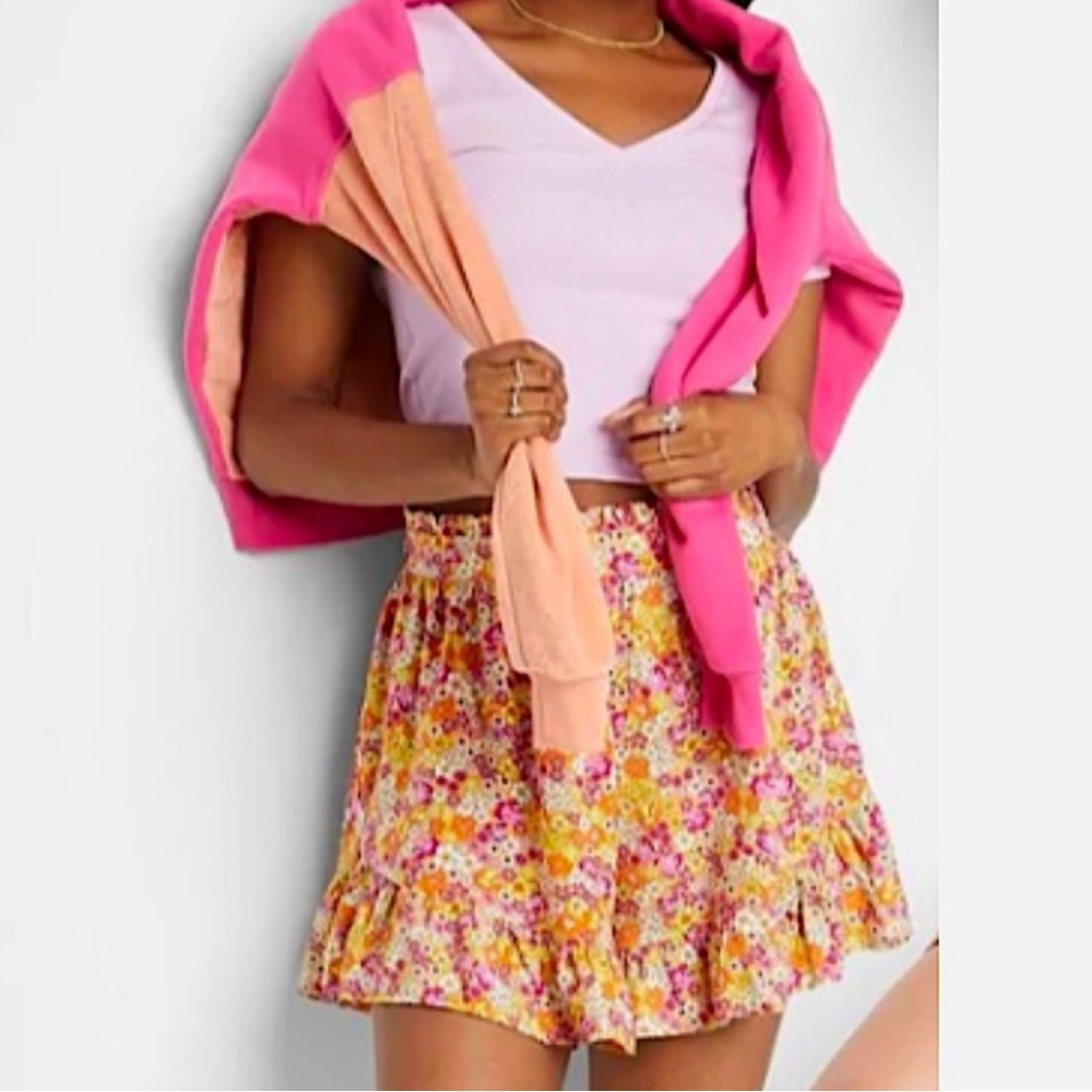 Wild Fable Pink Orange Yellow Ruffle Shorts Size XL